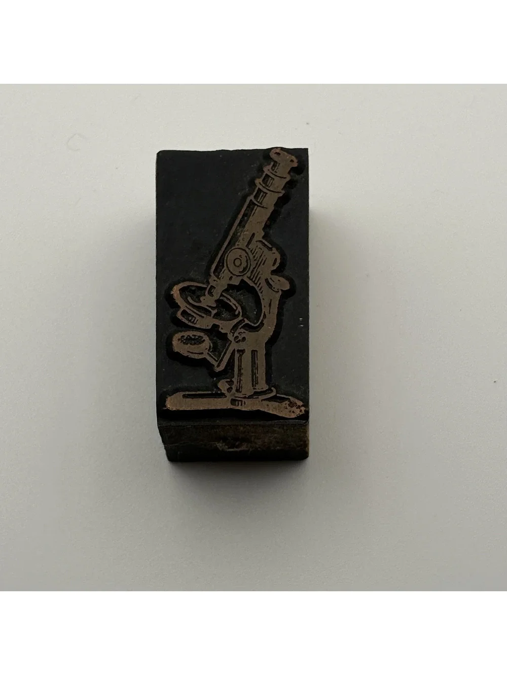 Vintage Copper Microscope Letterpress Printing Block Stamp